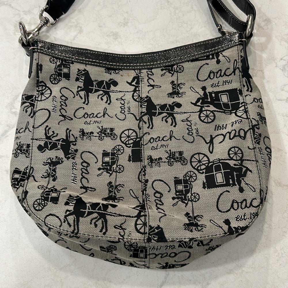 COACH F14036 Chelsea Canvas & Leather Horse & Carriage Shoulder Bag - Picture 7 of 14